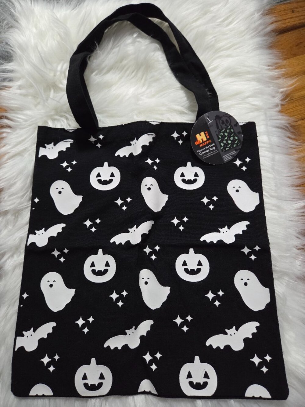 H for Happy Glow in the Dark Canvas Tote